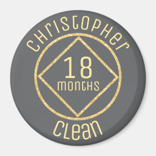 Personalized NA Narcotics Anonymous 18 months card Magnet