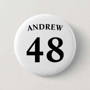 Personalized name and Jersey number  6 Cm Round Badge