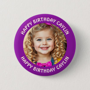 Personalized Name and Photo Birthday   6 Cm Round Badge