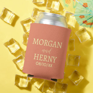 PERSONALIZED NAME AND TEXT STYLISH MODERN WEDDING CAN COOLER