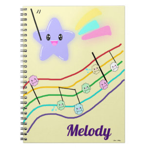 Personalized Name Animal Music Notes Score Kawaii Notebook