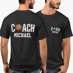 Personalized Name Basketball coach back & front    T-Shirt