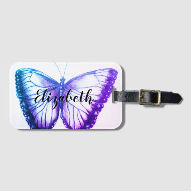 Personalized Name Beautiful butterfly Luggage Tag (Front Horizontal)