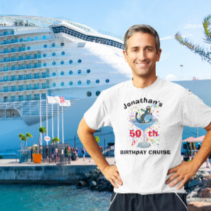 Personalized Name Birthday Cruise Cocktail Anchor T-Shirt