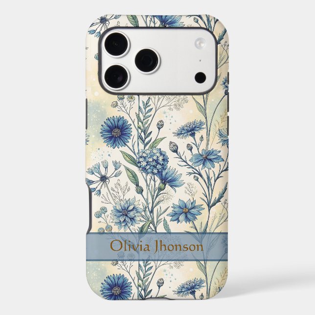 Personalized Name Blue Wildflowers (Back)