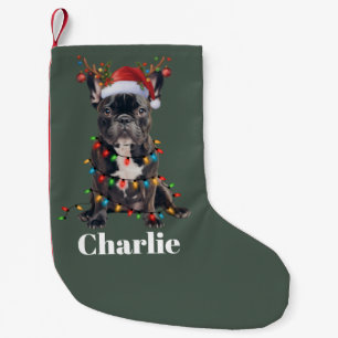 Personalized Name Christmas French Bulldog Dog Small Christmas Stocking