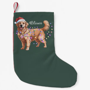 Personalized Name Christmas Golden Retriever Dog  Small Christmas Stocking