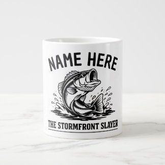 Personalized Name Classic Bass Fishing Storm Large Coffee Mug