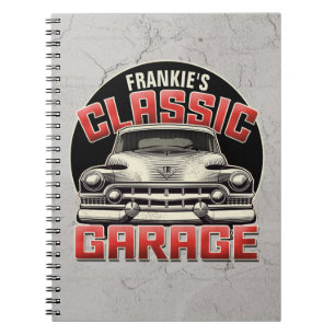 Personalized NAME Classic Car Garage Custom Shop Notebook