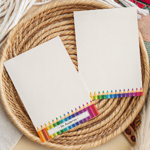 Personalized Name Colorful Pencils Teacher's Card