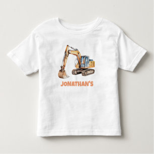 Personalized Name Construction Vehicle Excavator   Toddler T-Shirt