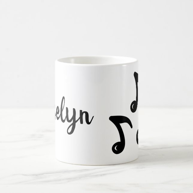 Personalized Name Cool Musical Notes Music Graphic Coffee Mug (Center)
