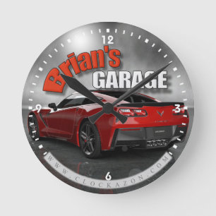 Personalized Name Corvette Garage Clock