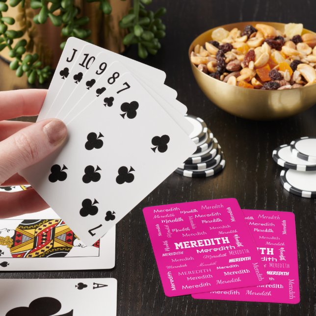 Personalized Name Custom Hot Pink Playing Cards (In Situ)