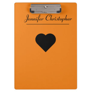 Personalized Name Cute modern Script Orange love  Clipboard