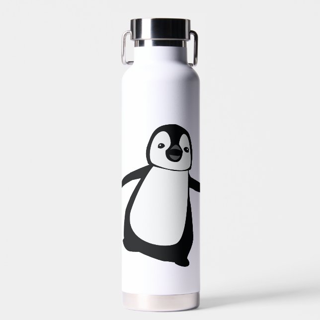 Personalized Name Cute Peeking Penguin Water Bottle (Front)