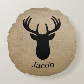 Personalized Name Deer  Round Cushion