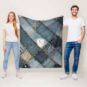 Personalized Name denim patches blue jeans for You Fleece Blanket