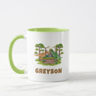 Personalized Name Dinosaur Kids Hot Cocoa Mug