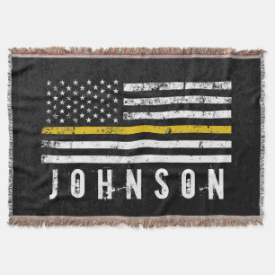 Personalized Name Distressed Police Dispatch Flag Throw Blanket