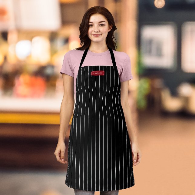 Personalized Name Editable Colors Classic Stripes Apron (Creator Uploaded)