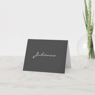 Personalized Name Elegant Handwritten Script Black Note Card