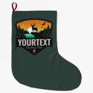 Personalized NAME Elk Hunting Wilderness Sunset  Large Christmas Stocking