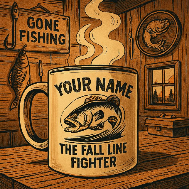 Personalized Name Fall Line Bass Two-Tone Coffee Mug (Creator Uploaded)