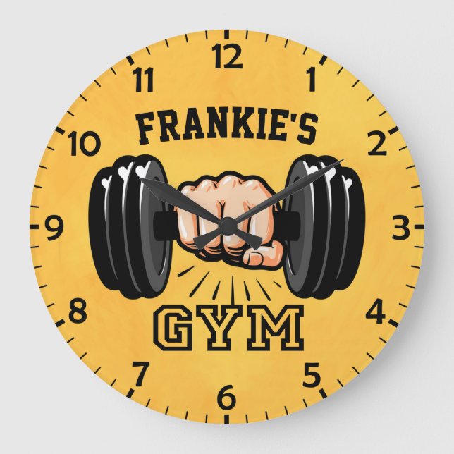 Personalized NAME Fitness Trainer GYM Custom Large Clock (Front)