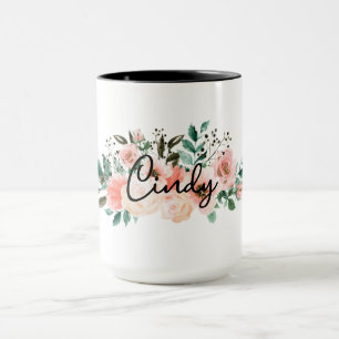 Personalized Name floral Mug for Girls,girlfriends