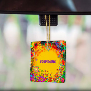 Personalized Name Floral Yellow Inspirivity   Ceramic Ornament