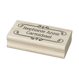 Personalized Name Flourish Frame Rubber Stamp