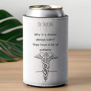 Personalized Name funny puns minimalist doctor Bottle Cooler