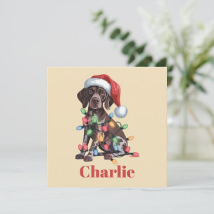 Personalized Name German Shorthaired Pointer Xmas Holiday Card