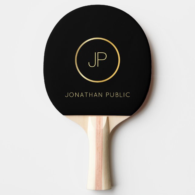 Personalized Name Gold Monogram Modern Elegant Ping Pong Paddle (Front)