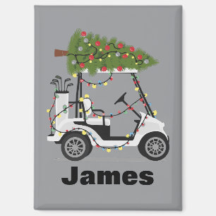 Personalized Name Golfer Christmas Golf Cart Xmas  Magnet