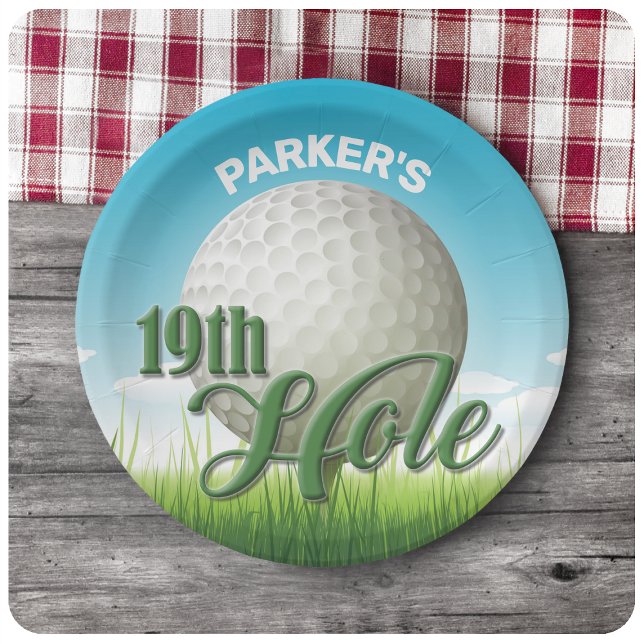 Personalized NAME Golfer Golf Pro Ball 19th Hole Paper Plate (Creator Uploaded)