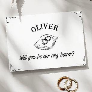 Personalized Name Hand Drawn Ring Bearer Proposal Card
