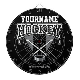 Personalized NAME Hockey Player Stick Puck Team   Dartboard