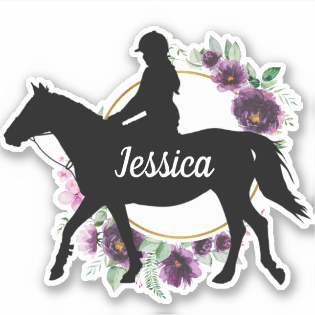 Personalized name horse silhouette Sticker  (Front)