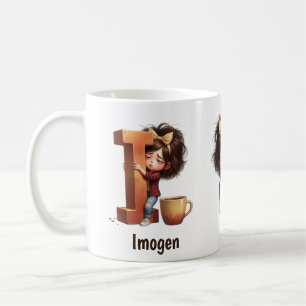 Personalized Name & I Sleepy Morning Plaid Charact Coffee Mug