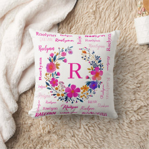 Personalized Name Initial Add Your Name White Cushion