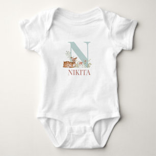 Personalized Name Initial Letter N Baby Bodysuit