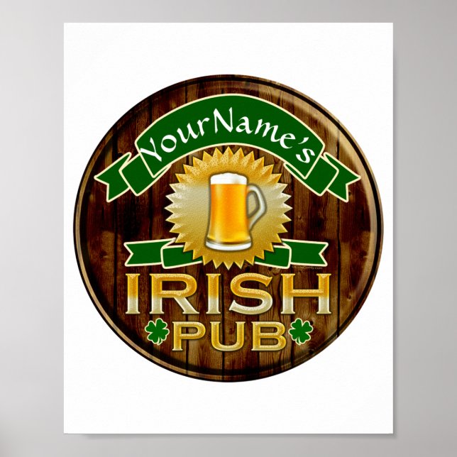 Personalized Name Irish Pub Sign St Patricks Day T (Front)