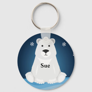 personalized name keychain with polar bear