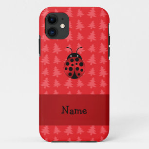 Personalized name ladybug red christmas trees iPhone 11 case