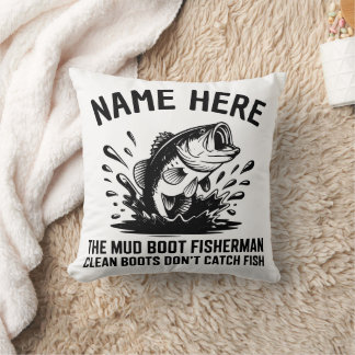 Personalized Name Largemouth Bass Fisherman Cushion