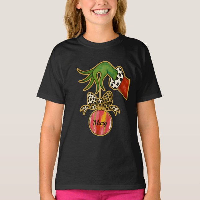 personalized Name Leopard Bow Parrot Ornament T-Shirt (Front)