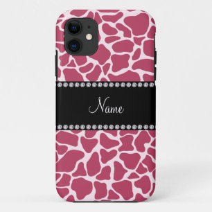 Personalized name mauve giraffe pattern iPhone 11 case