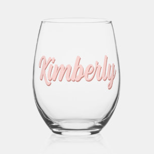 Personalized Name Modern and Elegant Stemless Wine Glass